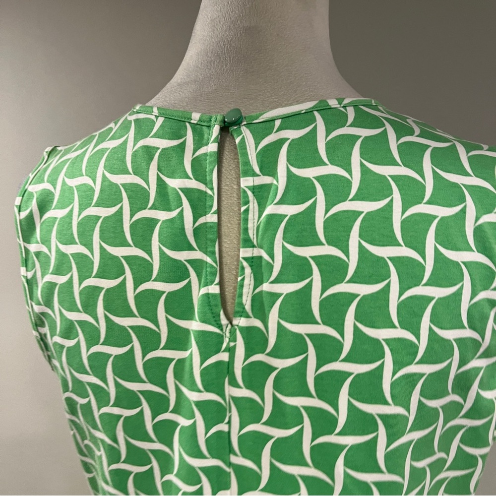 New York & Company Green Geometric A-Line Dress | Size L | Sleeveless - Picture 6 of 11